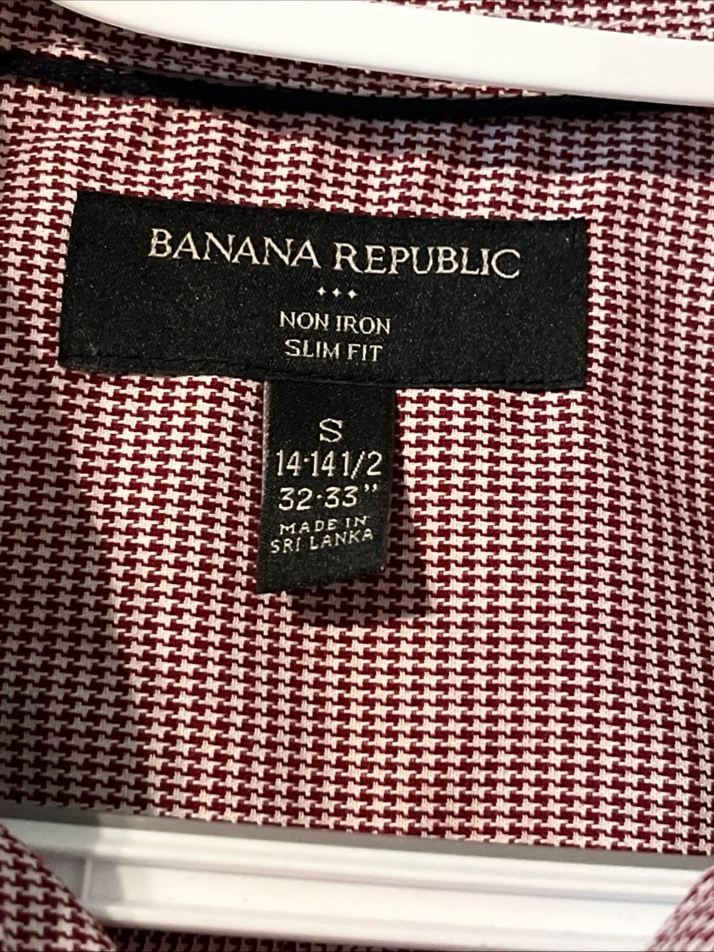 Men’s Banana Republic Non-Iron Slim Fit Red/White Check Collared Dress Shirt S